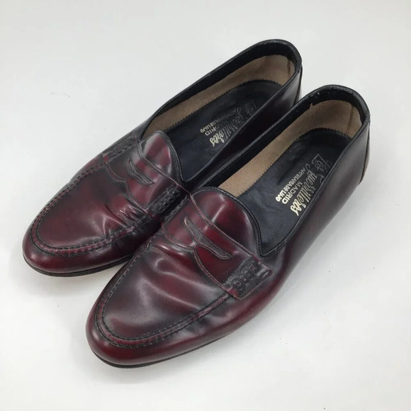 VTG Men's Leather Penny Loafers 9.5 Spanish Cordovan Oxblood Los Guerrilleros - Picture 1 of 11